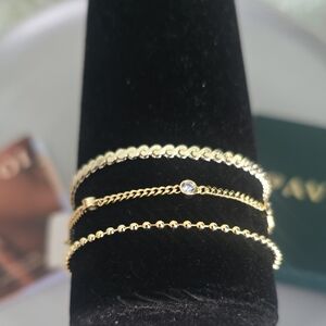 Pavoi 18K Gold Plated 3Pc Chain Bracelet Set NIB